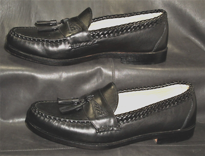 Allen Edmonds Maxfield Black Leather Tassel Loafers Woven Trim Mens 10 A 1656 ALLEN EDMONDS Maxfield Men main image 2