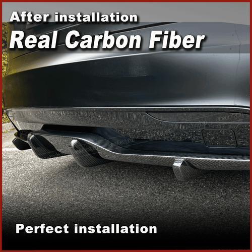 For Tesla Model S Plaid 2021UP Real Carbon Fiber Front Bumper Lip Rear Diffuser - Picture 11 of 15