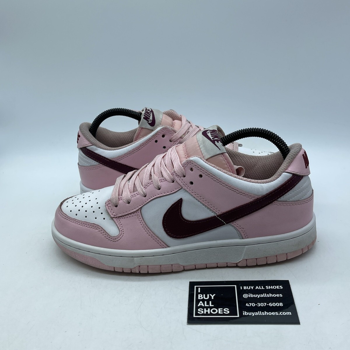 Size Dunk Low GS 'Pink Foam' Burgundy White Pink Leather Suede