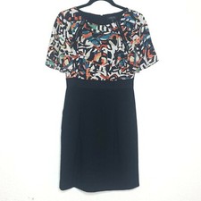 Tahari Dress Women Size 4 Petite Shift Short Pleats Short Sleeves Office Career