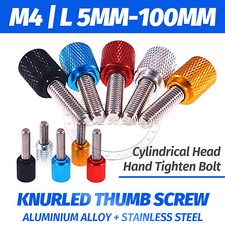 M4 Knurled Thumb Screw Cylindrical Head Hand Tighten Bolt Length 5mm-100mm