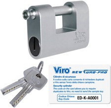 Lucchetto corazzato antiscasso antifurto Viro in acciaio con scheda e chiavi