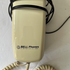 VINTAGE 1980s Bell Telephone Wall Mount Cord Push Button Landline Beige Untested