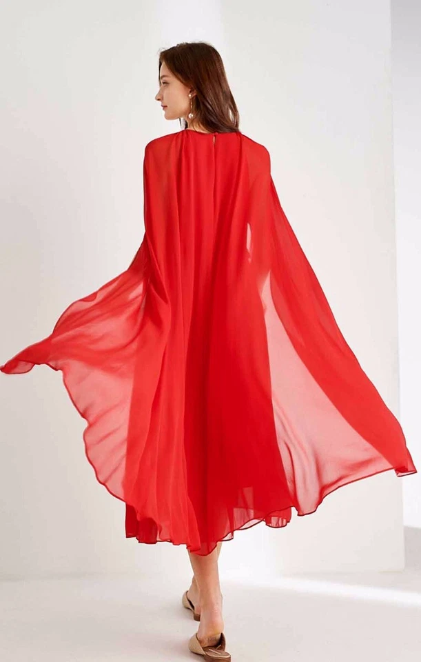 Custom Made To Order Relaxed Pleated Party/Cocktail Cape Dress plus 1x-10x Y710 - Image 2 of 3