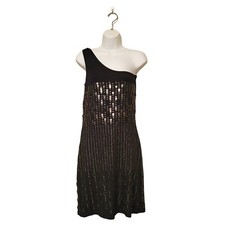 Adrianna Papell Evening Womens Dress Black 6 Assymetrical Metal Hardware