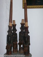 4 Statuetten Zeit Kolonial- Art Erster Afrikanisch Art