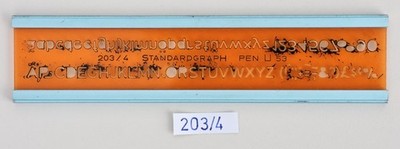 Standardgraph Schriftschablone 203/4, Normschrift, Schrifthöhe 4 mm. 