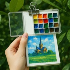 Foldable Paint Pigment Box 10/21 Grid Travel Painting Tray  Student