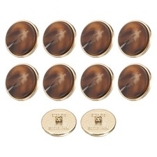 10pcs Metal Pattern Round Sewing Buttons 20mm Resin Craft Buttons Dark Brown