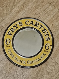 Original Frys Chocolate Cartets Tin Mirror Advertising Sign