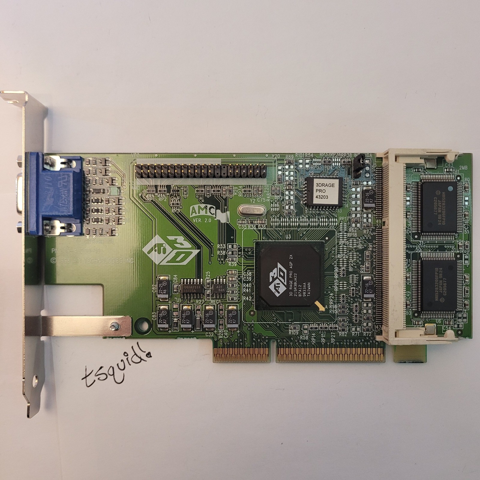 ATI 3D Rage Pro 4MB (8MB Max) AGP Video Card 109-43200-10 215R3BUA22 Vintage GPU