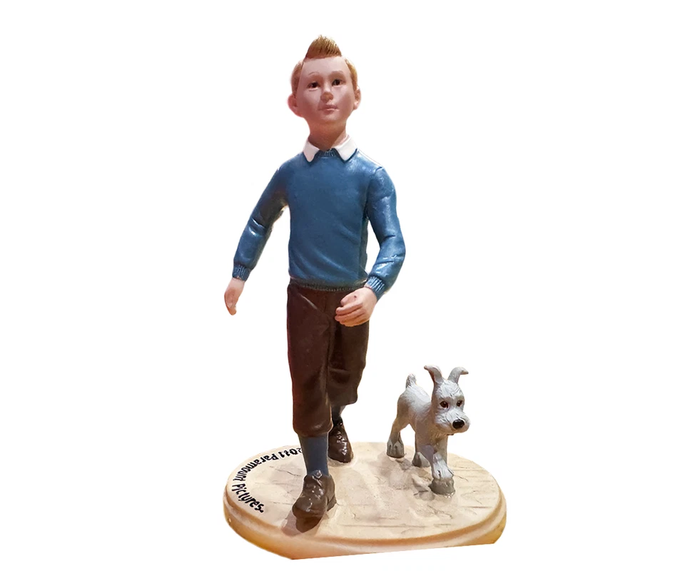 Figura Tintín y Milú · Coleccionista · Resina Pintada a Mano · 18 cm · Vintage · - Imagen 2 de 3