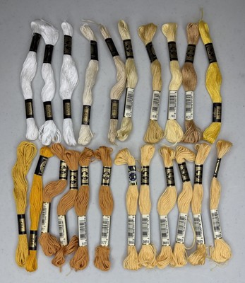 LOT of 22 Skeins DMC 25 Embroidery Floss 100% Cotton - Yellow / Tan / White