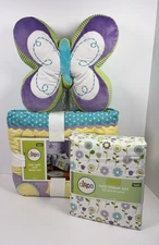 Circo Buds 'n Blossoms Twin Quilt + Standard Sham + Sheet Set + Butterfly Pillow