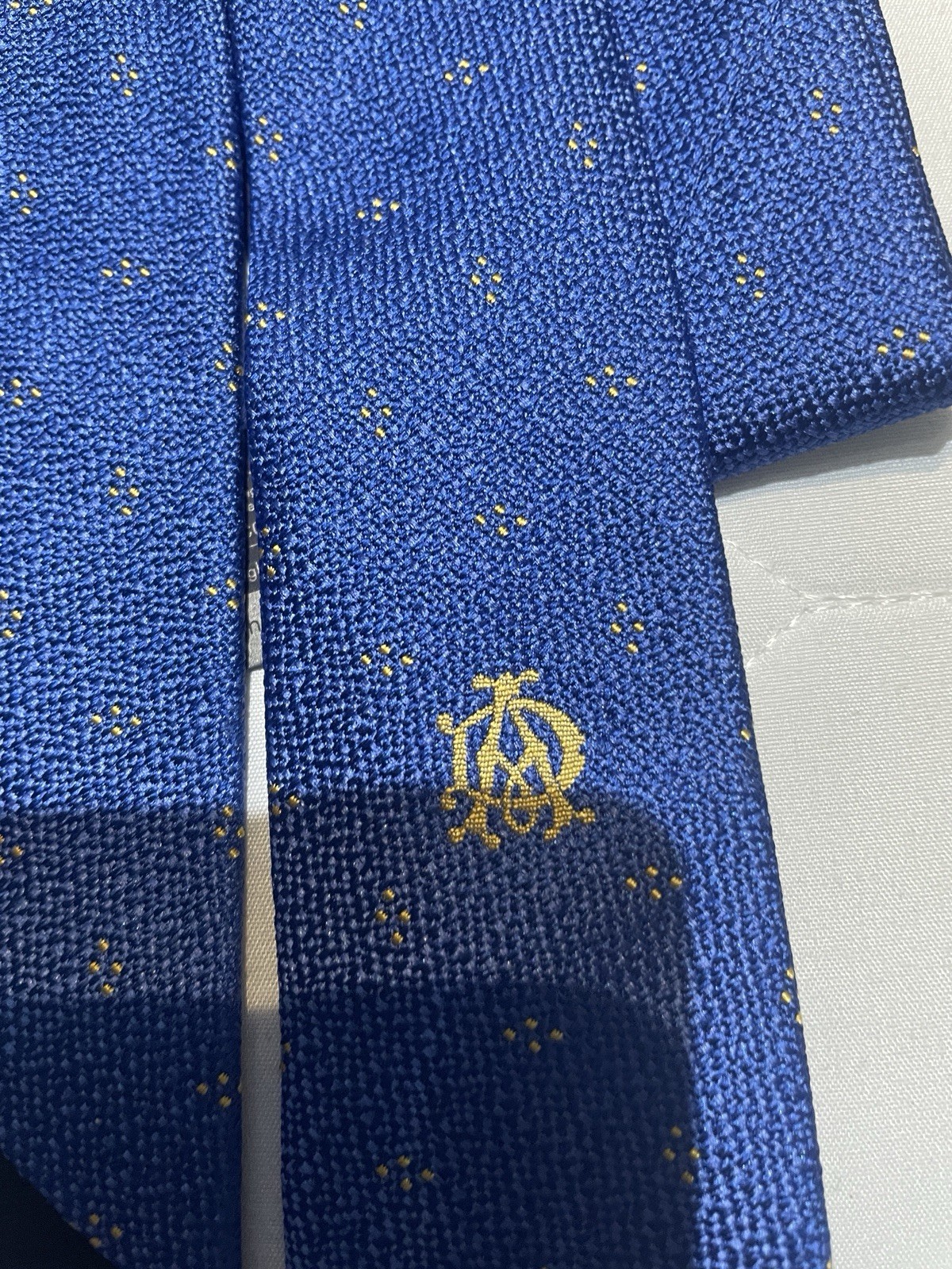Dunhill Blue Woven Tie With Gold Cluster Dots 7cm BNWT RRP £125 image 7