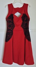 GUESS Sleeveless Red Black Lace Dress Women's Size 6