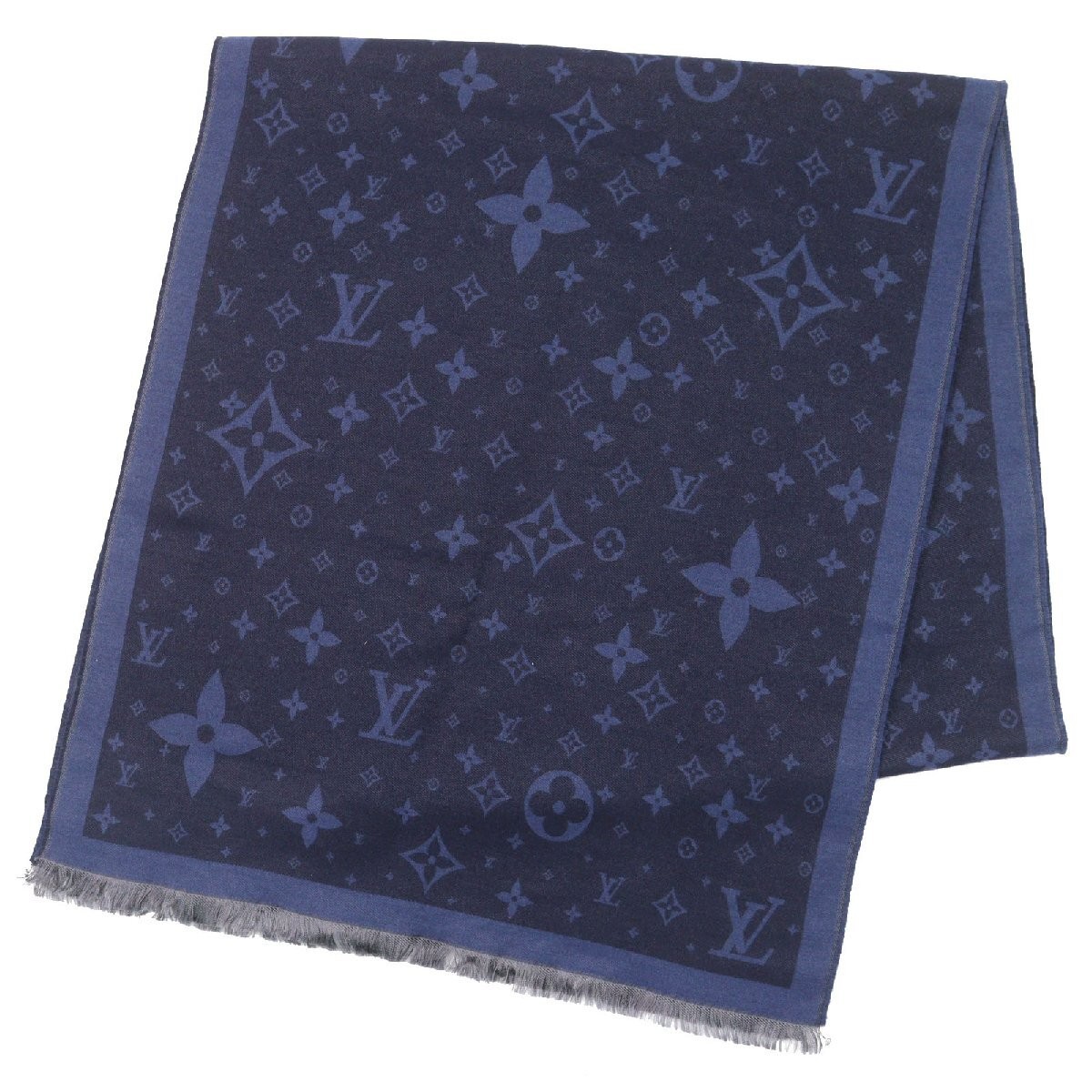 Louis Vuitton Monogram Silk Wool Thermal Scarf with Fringe