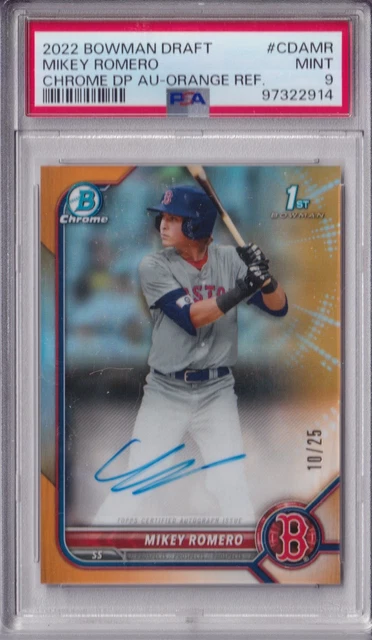 2022 Bowman Chrome Draft Mikey Romero Orange Refractor Autograph /25 PSA 9 Auto