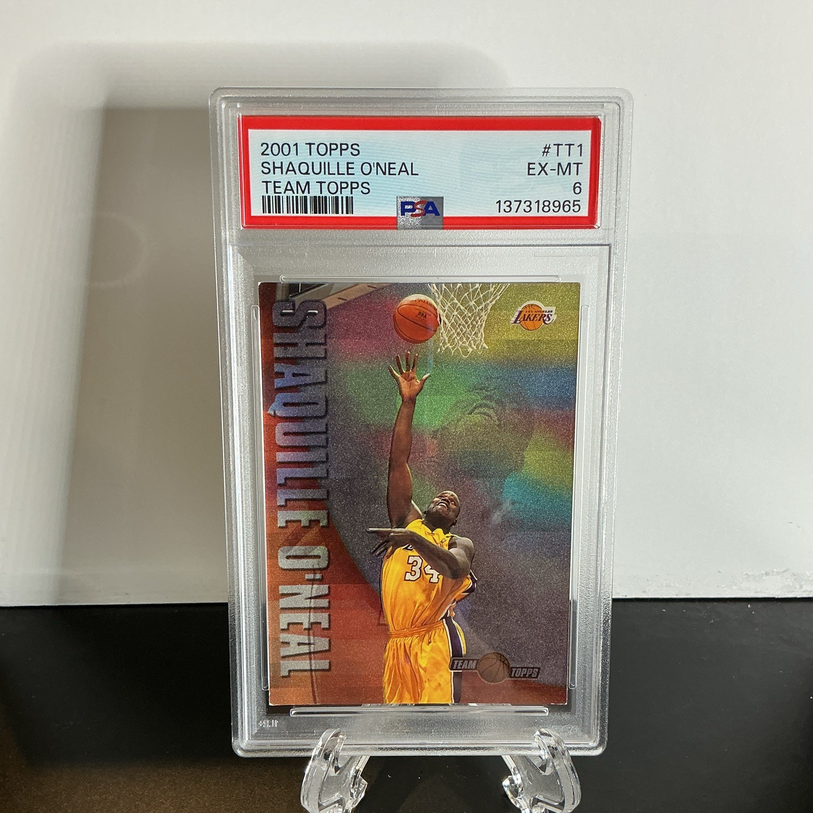Topps 2001-02 Team Topps Shaquille O'Neal Lakers #TT1 PSA 6 Insert view 2