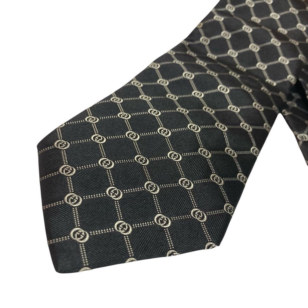 GUCCI Tie black GG pattern interlocking - image 12