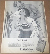 1955 Philip Morris Cigarettes Print Ad Newspaper Advertisement 11" x 14.25"
