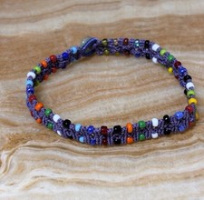 Handmade Beaded Macram  Bracelet  Colorful Seed Beads  Boho Style