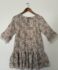 Hayden girls Patterned Tassel-Tie Peasant Dress Sz 13/14Ruffle Tier Sleeves