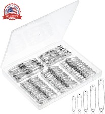 400 Pcs Assorted Safety Pins 5 Sizes Silver Heavy-Duty Stainless Steel for Cloth