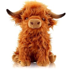 Highland Cow Stuffed Animal, Cute Fluffy Plush Toy, for Kids, Farm-Themed Dec...