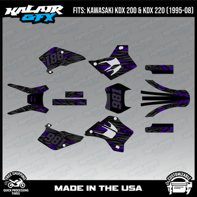 Graphics Kit for KAWASAKI KDX 200 220 (1995-2008) Twitch - PURPLE