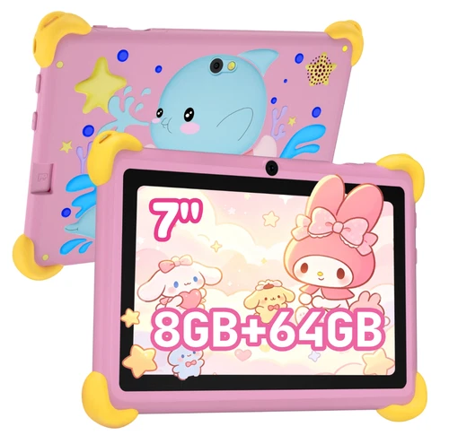 7" Kids Tablet Android 13 8GB RAM 64GB ROM Time Control WiFi ABC Learning Pink
