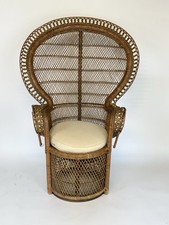 Large Cane Chair Wicker Peacock Chair Mid Century 70s Boho Chair For Adults 