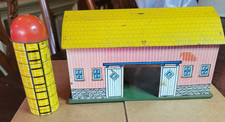 Vintage 1960s Ohio Art Tin Lithograph Barn  Silo 10.25"L Toy