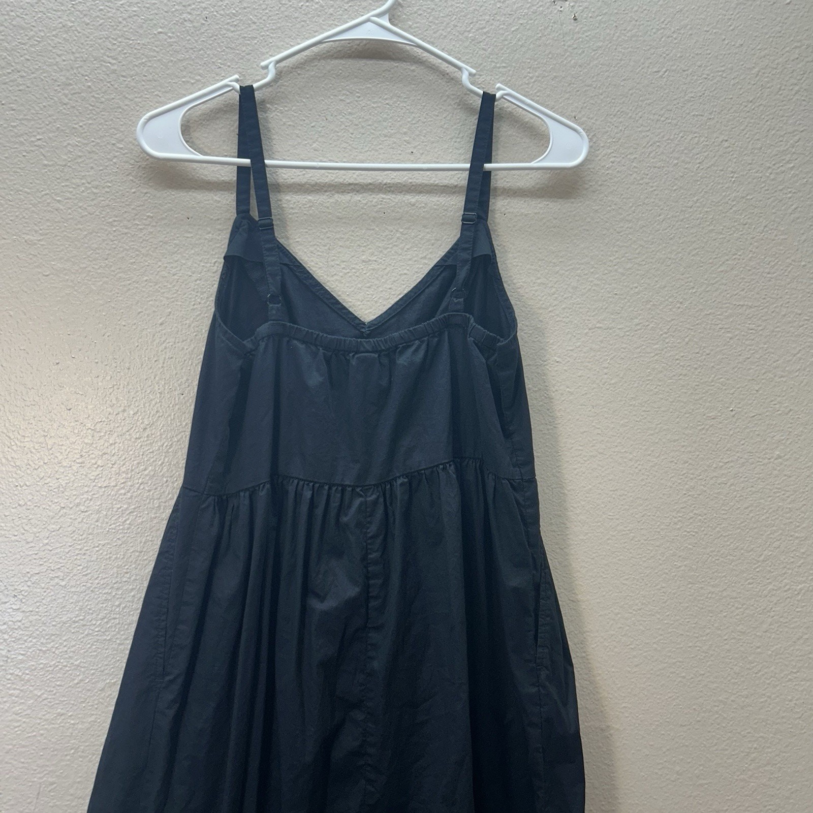 Old Navy Midi Cami Swing Dress Size S Cotton Poplin Black Vacation Sundress