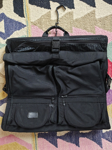 TUMI Garment Bag Tri-Fold Carry-On Black Ballistic Nylon Travel Luggage w/ Strap