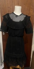 BNWT Whistles black Mariah Lace Ruffle dress size 8 crochet gothic 