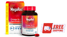 MegaRed Advanced Absorption Omega 3 Fish Oil 500mg 80 Softgels Free Shipping