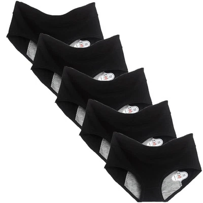 ETAOLINE 5er Pack Damen Periode Slips Schwarz Menstruations auslaufsichere Unterwäsche