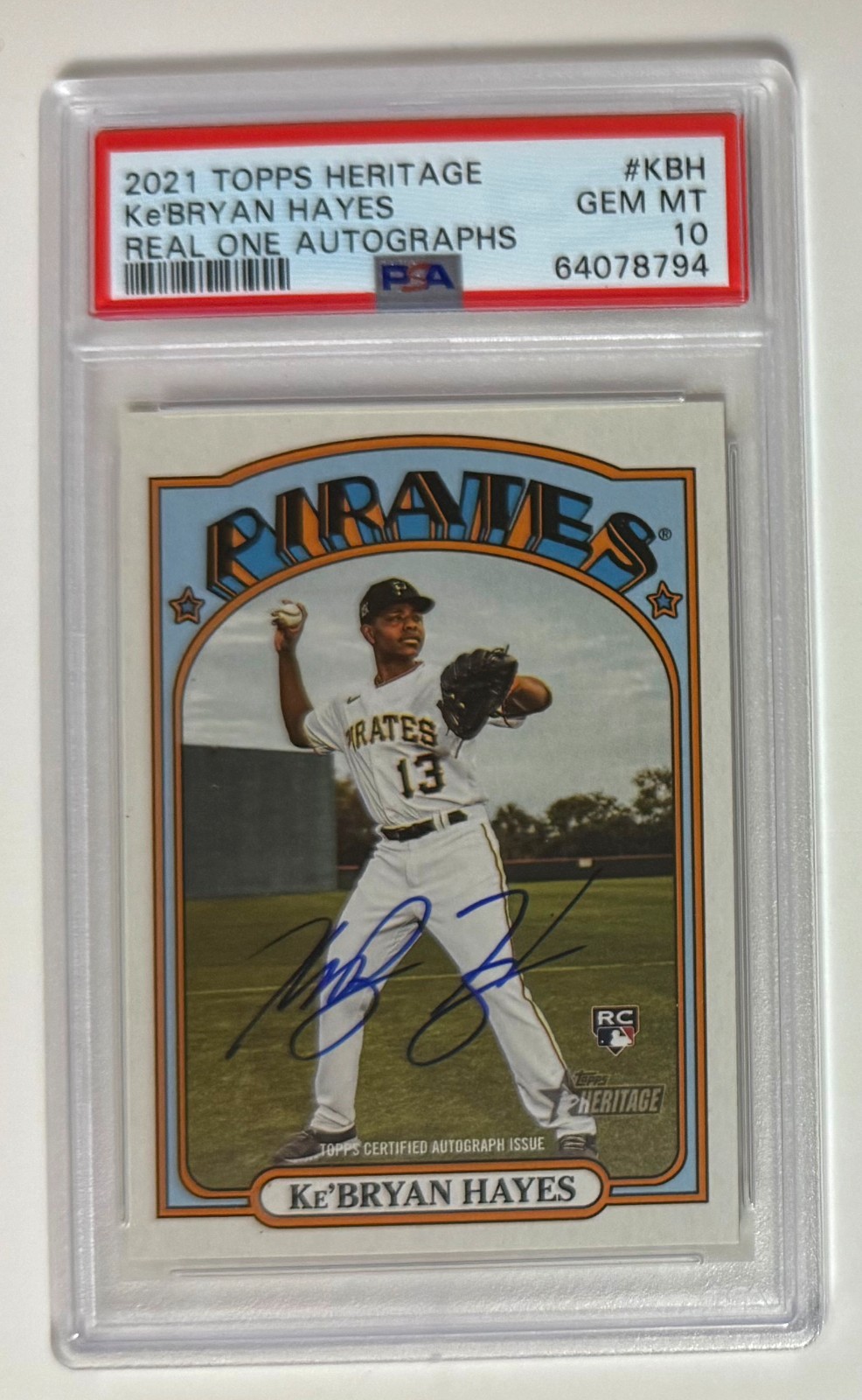 2021 Topps Heritage KE'BRYAN HAYES Real One Autograph PSA 10 GEM MINT RC