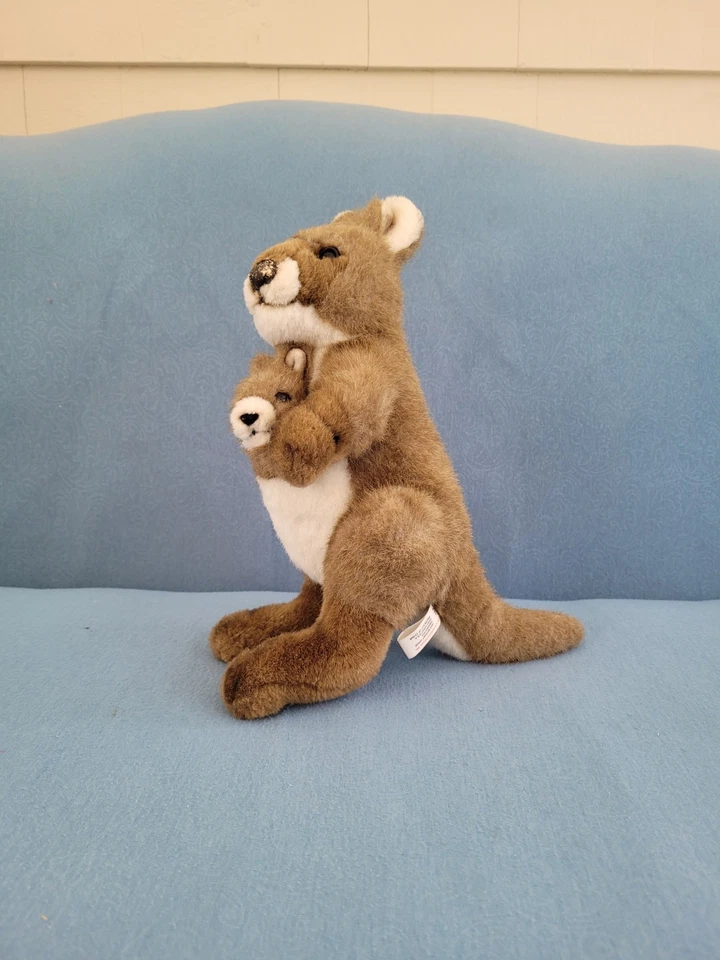 VTG 1997 Momma and Baby Kangaroo Plush Brown Stuffed Animal 12" K &M - Image 3 of 4