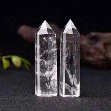 Natural Clear Quartz Crystal Point Wand Healing Stone Obelisk Rock Decor 60-70mm