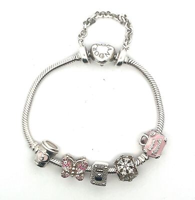 Authentic Pandora ALE S925 Charm Bracelet and Safety Chain Pink