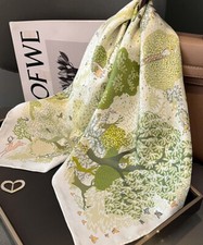 Pure 14 Momme Twill Silk Wrap Scarf Bandanna Print Square Shawl 27 WQERS