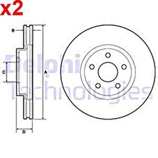 2 dischi freno Delphi per Ford Galaxy S-Max Buick Envision 2032690