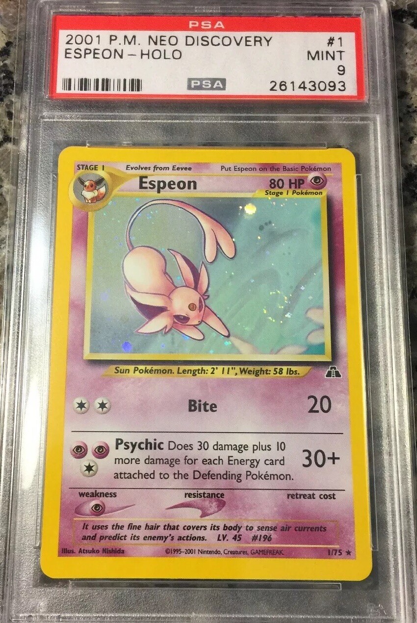Espeon Holo Neo Discovery Psa 9 Mint 2001 Pokemon #1 Beautiful Swirl | eBay