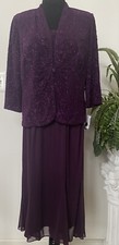 NWT Alex Evenings Shimmer Eggplant 2 Piece Jacket Dress Size 14WP, 199.95