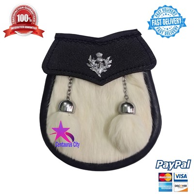 Kind Kilt Sporran weiß Kaninchenfell/Kinder Kilt Sporran Leder/Junge Kilt Sporran