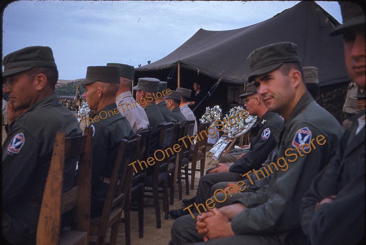 Korea Army Training Center Flower Funeral 1950s 35mm Slide Red