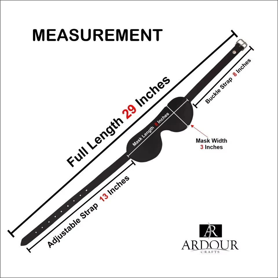 Blindfold for Couples Real Leather Role Play Eye Mask with Adjustable Strap - Image 2 of 4