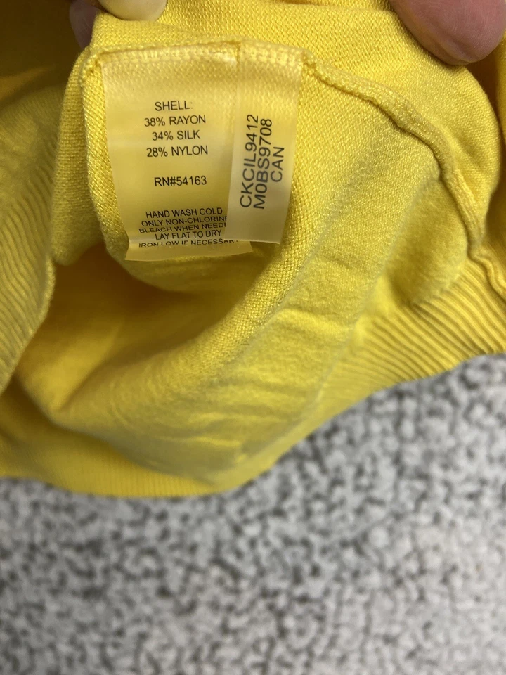Calvin Klein Mezcla Seda Amarillo Manga Corta Cuello Redondo Suéter Claro Talla M Foto 4 de 4